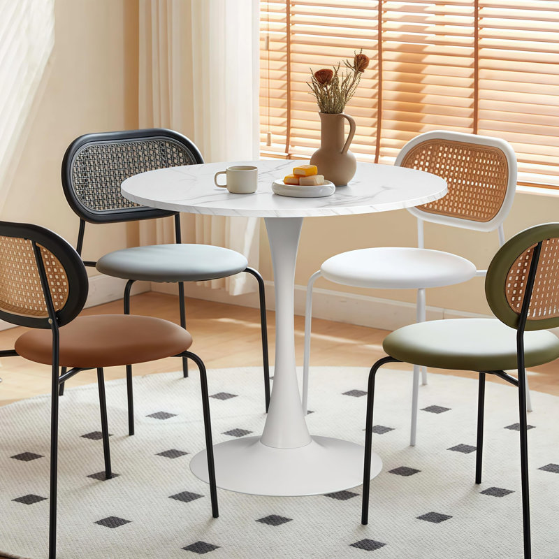 Table de salle à manger 31,5 pouces, Blanc, H 28,54 po x L 31,5 po x l 31,5 po