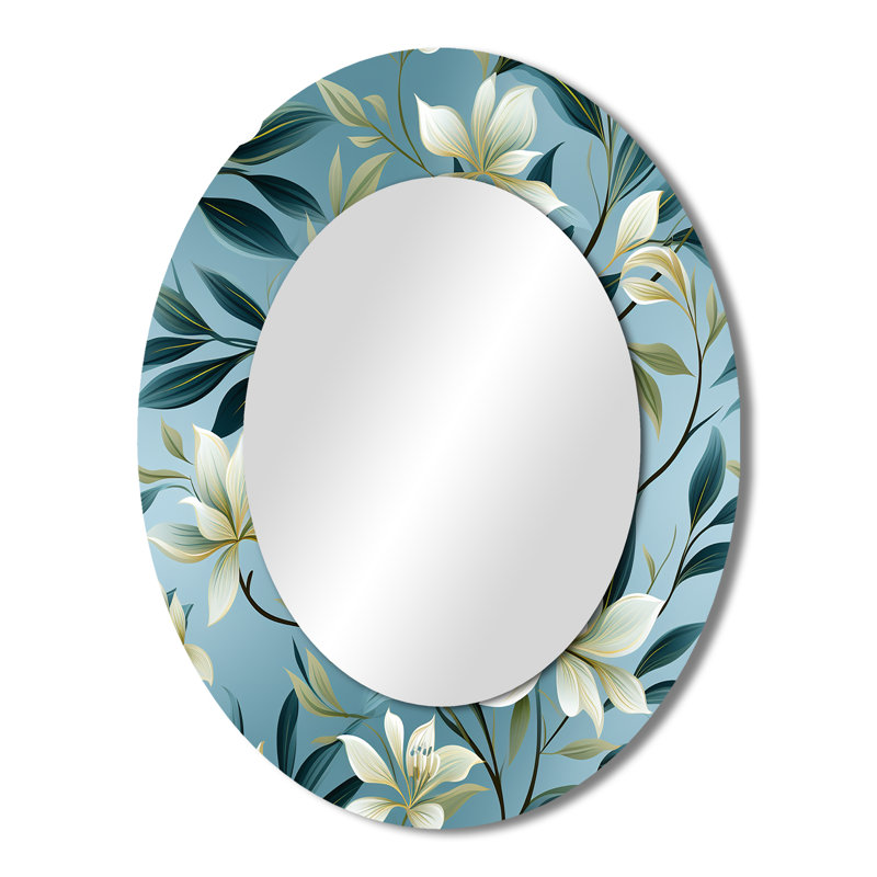 Troene - Miroir mural ovale vert, H 43 po x l 33 po