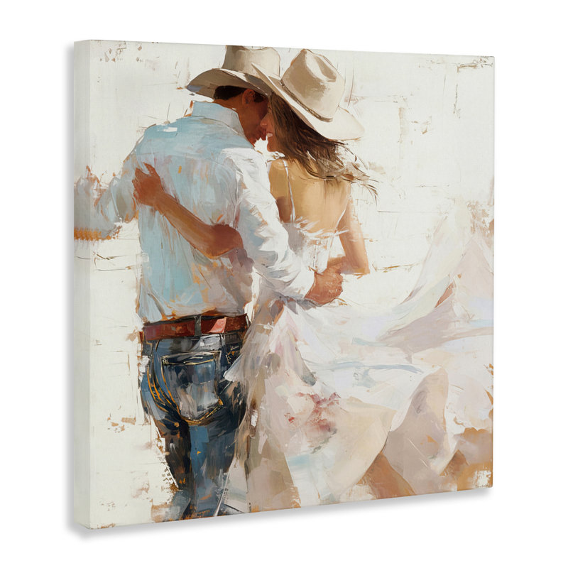 Cowboy Romance Couple, toile par Tina LeCour, H 24 po x l 24 po