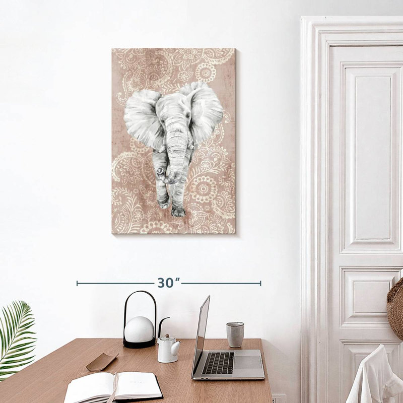 Brampt Pink Paisley Elephant, 30" H x 20" W