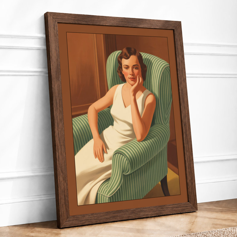 Woman in Repose Mid-Century - Framed Print, Walnut, A4 - 29.7 x 21.0 cm