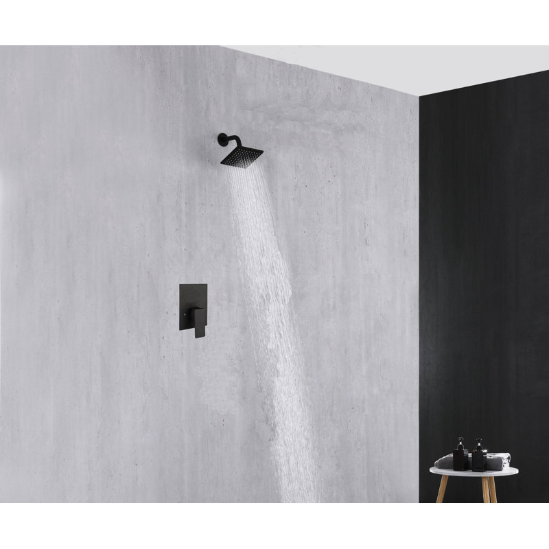 Pomme de douche réglable avec valve brute, Noir mat