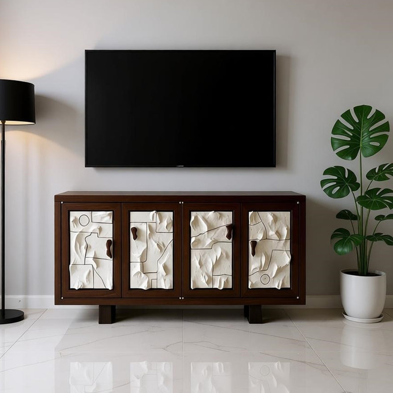 Armoire de rangement à entrée française de style français, 31.10" H x 62.99" W x 18.89" D