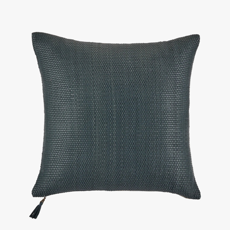 Indigo Seas Leather Weave Pillow Cover & Insert