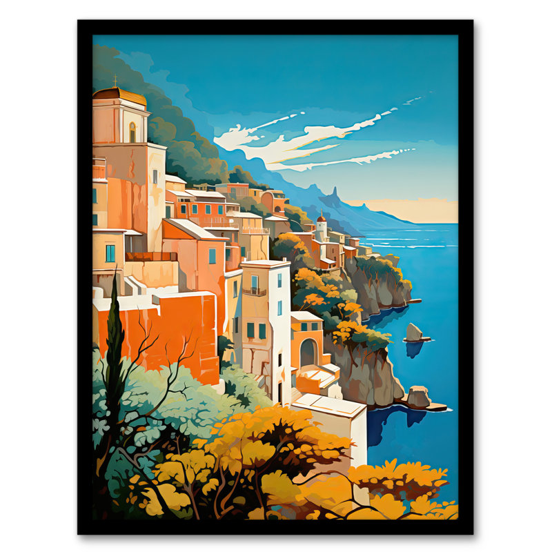 Amalfi Coast Cliffside Villages Azure Mediterranean Sea - Single Picture Frame Print