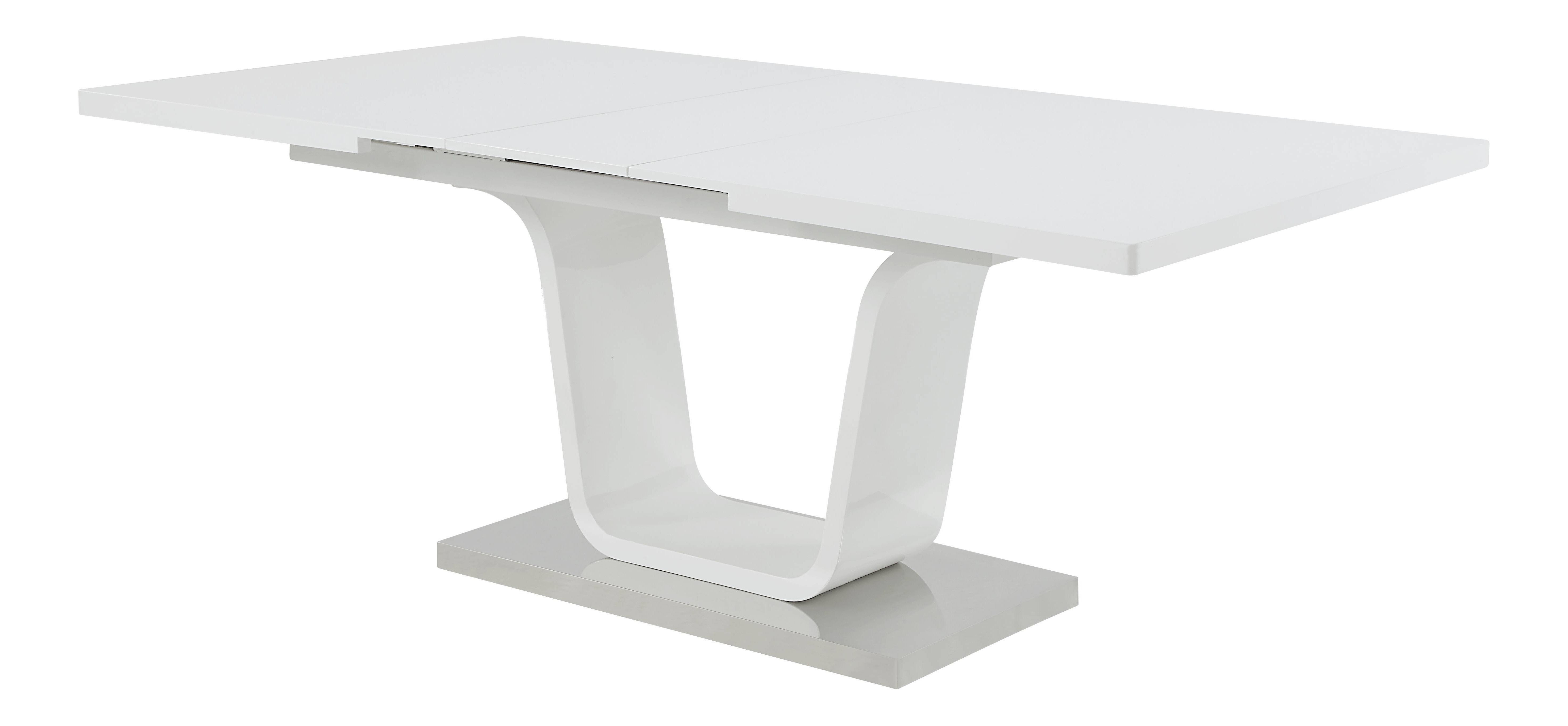 Orren Ellis Mischel Dining Table with Drop Leaf in White High Gloss ...
