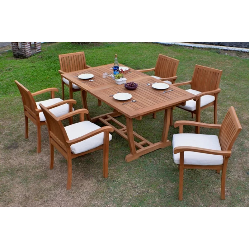 11 Pc Luxurious Grade-A Teak Dining Set - 94" Mas Rectangle Table And 10 Napa Stacking Arm Chairs #01Npg, Set of 6