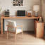 Bureau de direction en bois massif en forme de L, bureau-118614624