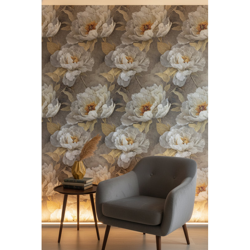 Papier peint floral, rouleau double amovible élégant et rétro