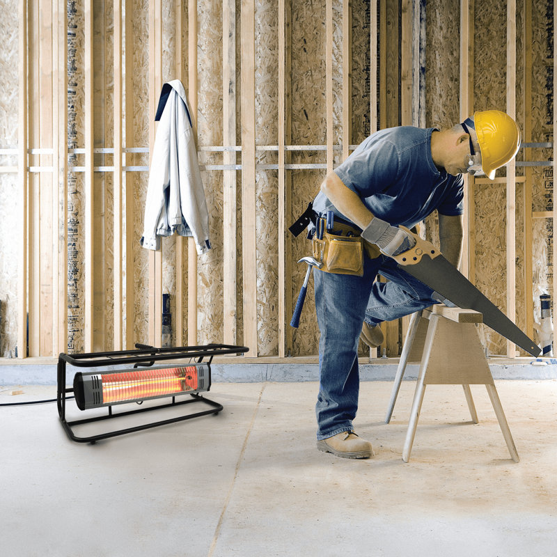 Black Infrared Electric Heater with Roll Cage
