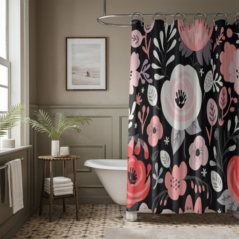 Rideau de douche Midnight Bloom - Premium 55, H 74 po x l 71 po