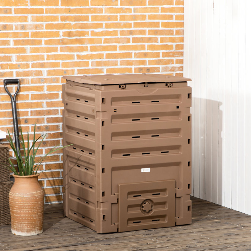 120 Gallon Compost Bin From - , 80 Air Vents, 2 Sliding Doors, Quick Making Of Fertile Soil, Lightweight & Robust, Brown Garden , Vents Doors For Rapid Soil Generation, ,