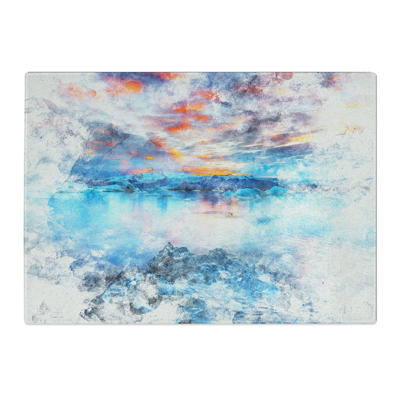 Tempered Glass Iceland View Chopping Board, 28.5 cm x 39 cm
