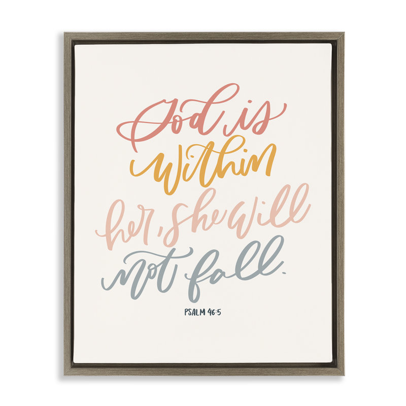 «Inspirational She Will Not Fall», art mural encadré sur toile flottante, design par Isabela Schielke, H 31 po x l 25 po