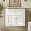 Meuble-lavabo mural avec portes à fermeture douce et lavabo en céramique intégré