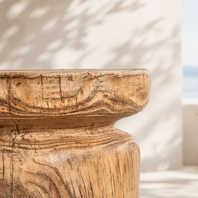 Table d'appoint ronde d'extérieur Angie en faux bois