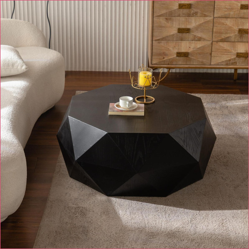 Table basse 38 po American Retro 38 po avec gaufrage 3D, facile à nettoyer Aucun assemblage requis