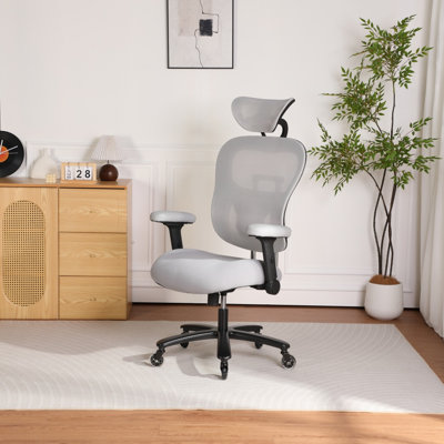 Chaise de bureau ergonomique robuste de 500 lb, chaise de jeu en filet respirant avec dossier réglable, appui-tête et soutien lombaire, chaise de bureau d'ordinateur avec accoudoirs rabattables 2d