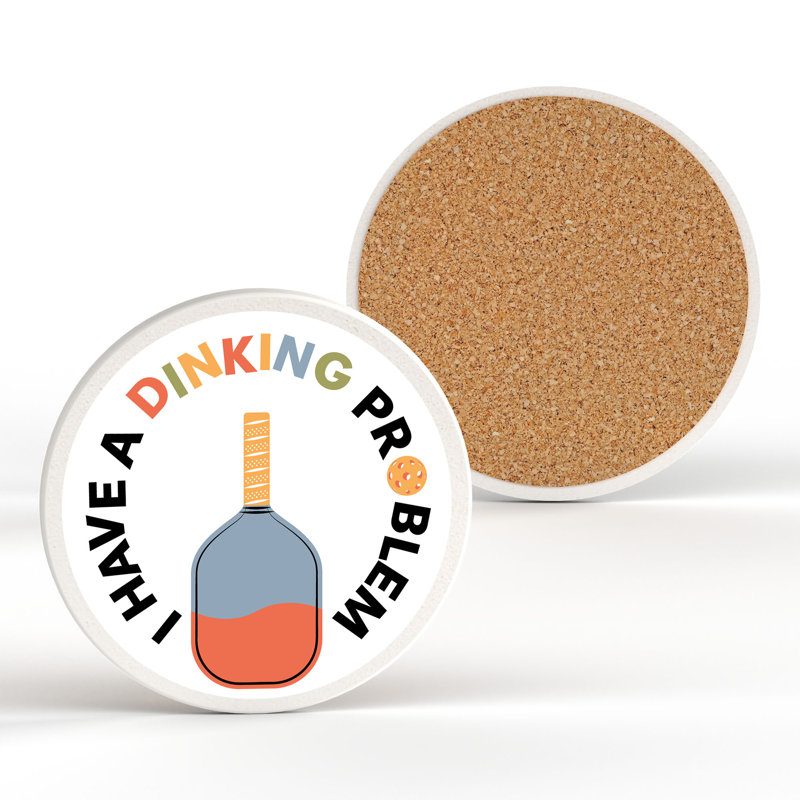 I Have A Dinking Problem Black Ceramic Round Coaster, Black