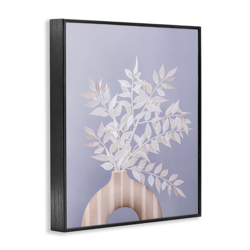Vase circulaire de Ruscus, estampe numérique par Sissi et Sèb, Giclée encadrée noir minuit, H 20 po x l 16 po