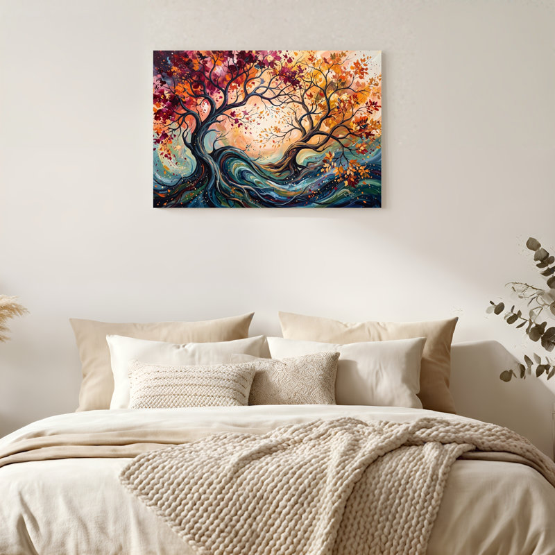 Art mural sur toile Gallery Wrap pour le salon, la chambre à coucher, le bureau ou le vestibule - décoration murale décorative avec arbre d'automne