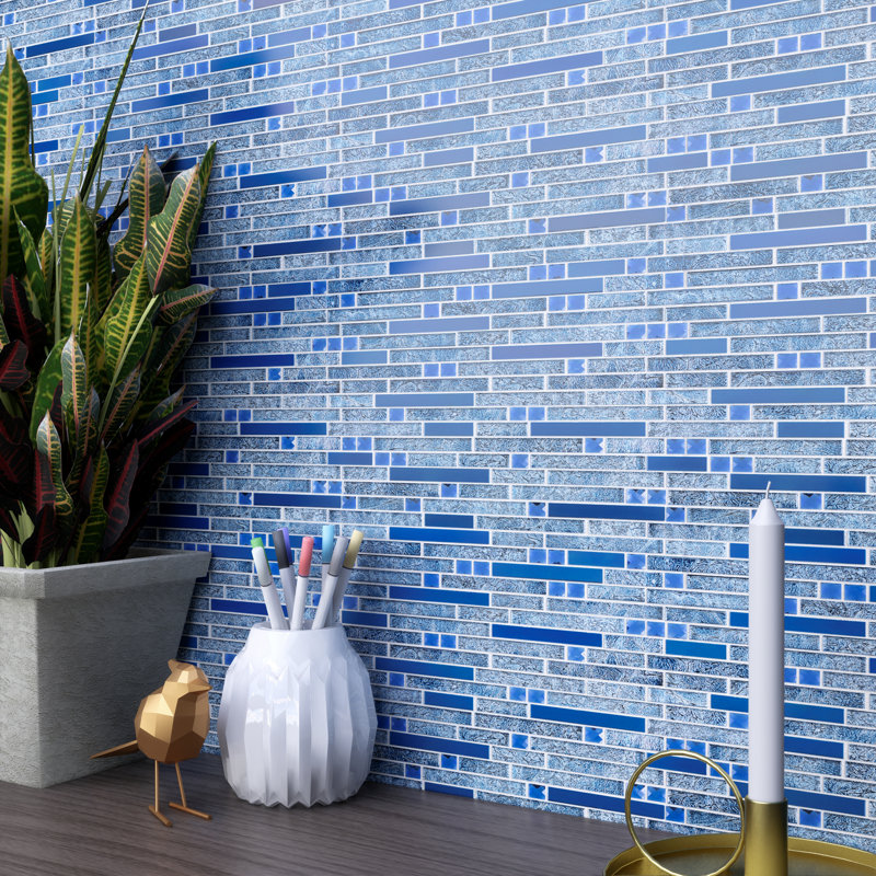 Carreau de mosaïque en verre 11,82 po x 11,82 po Diamond, Bleu