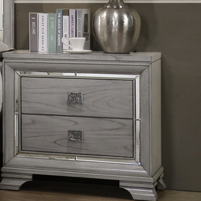 Table de bout contemporaine à 2 tiroirs de rangement avec table de bout et miroir