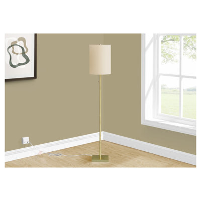 Lampe sur pied contemporaine 62 "en métal laiton avec abat-jour tambour ivoire