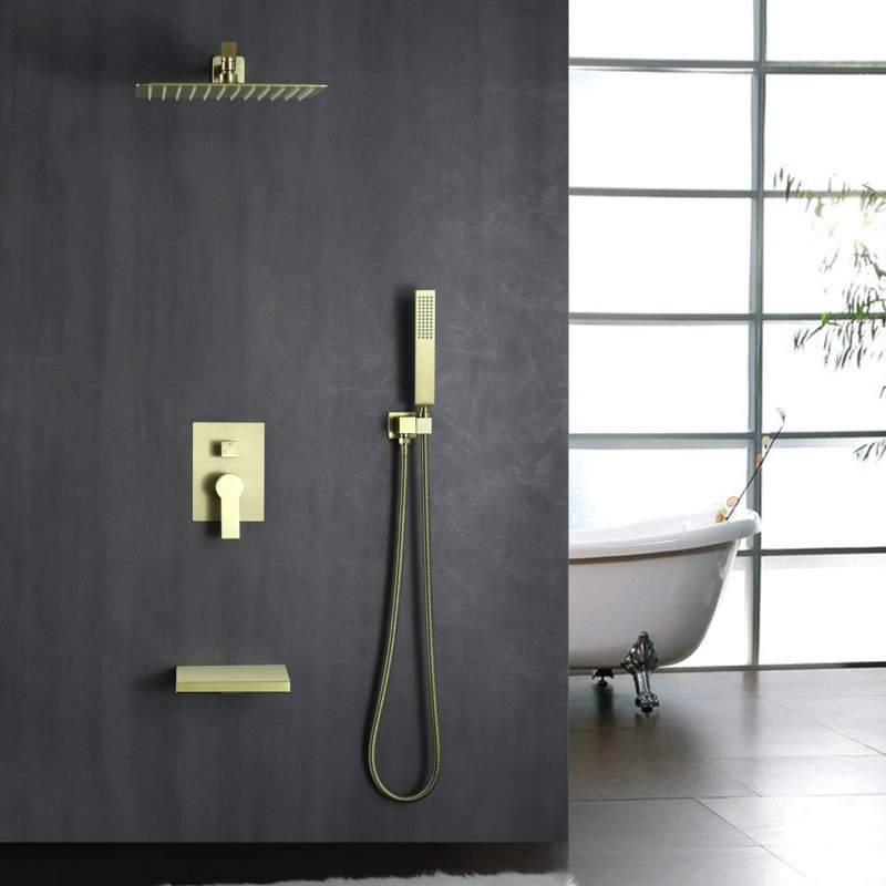 All-In-One Kit with Rough in-Valve, Brushed Gold