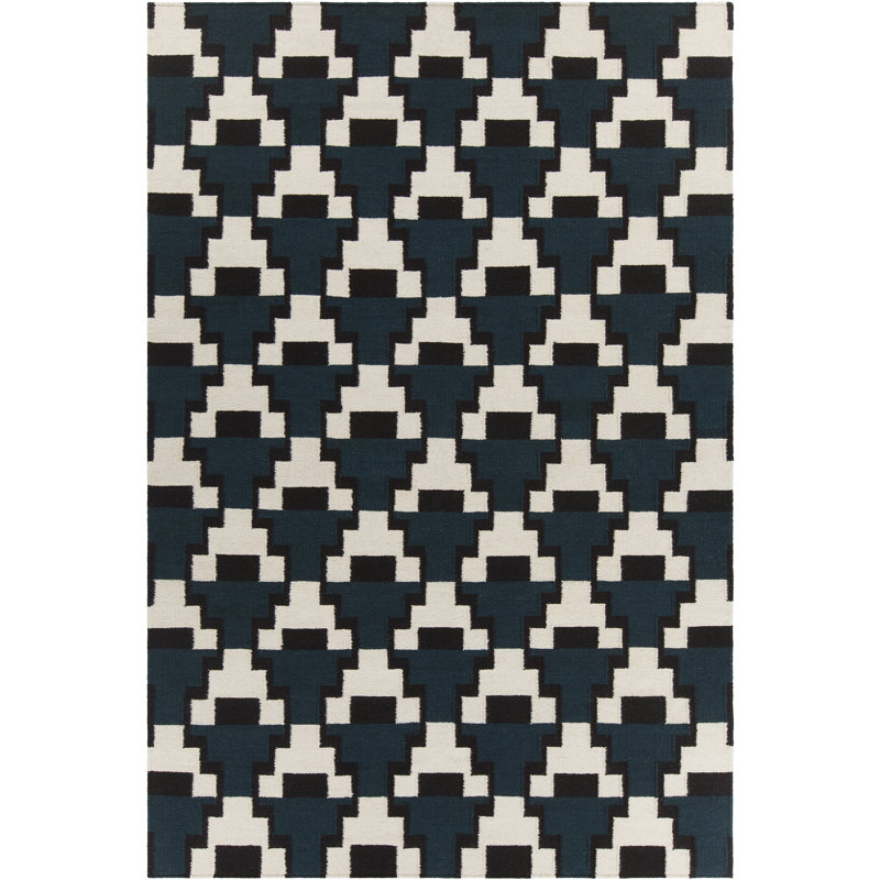 Tapis bleu marine / crème Louis, 5 pi x 7 pi 6 po
