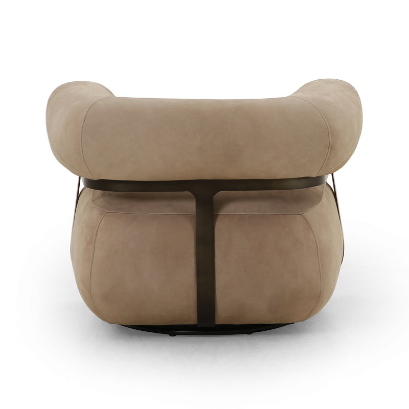 Gareth Swivel Barrel Chair, Nubuck Silver