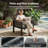 3-Piece Outdoor Chair Set with Coffee Table, 2 Single Armchairs, Wood-Grain WPC Armrests, Thick Cushions, Aluminum Frame Patio Set, Dark Gray-144912939