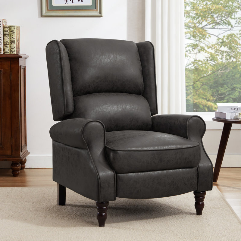 Atilio 30.5" Wide Manual Standard Upholstered Recliner, Dark Gray