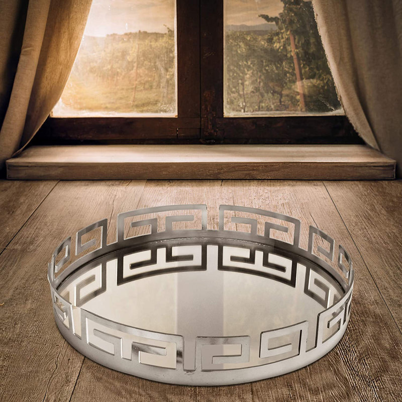Plateau miroir doré Patchen 15 po, Argent