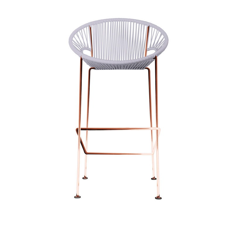 Alaena Puerto Indoor/Outdoor Handmade Bar Height Stool, Clear, Copper