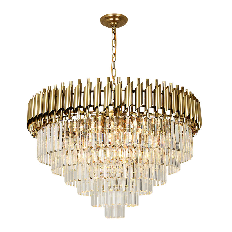 Lustre gradué à niveaux 17 lumières Melar, Laiton