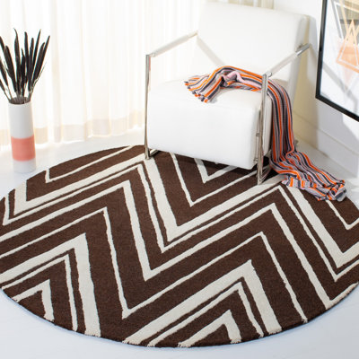 Tapis brun en laine touffeté à la main Sanyla