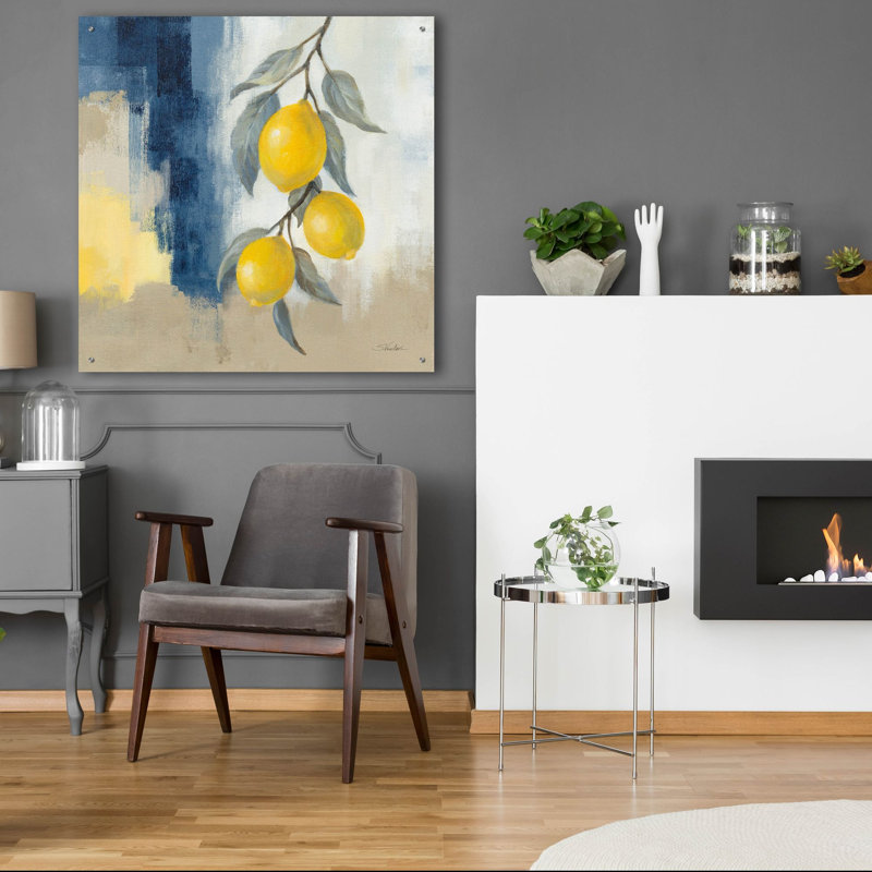  «Lemons From The South 2» par Silvia Vassileva, art mural en verre acrylique, 36 po x 36 po, H 36 po x l 36 po
