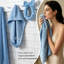 Ensemble de salle de bain 4 pièces bleu, serviette de bain, serviette à main, turban à cheveux et bandeau pour une utilisation quotidienne à la maison