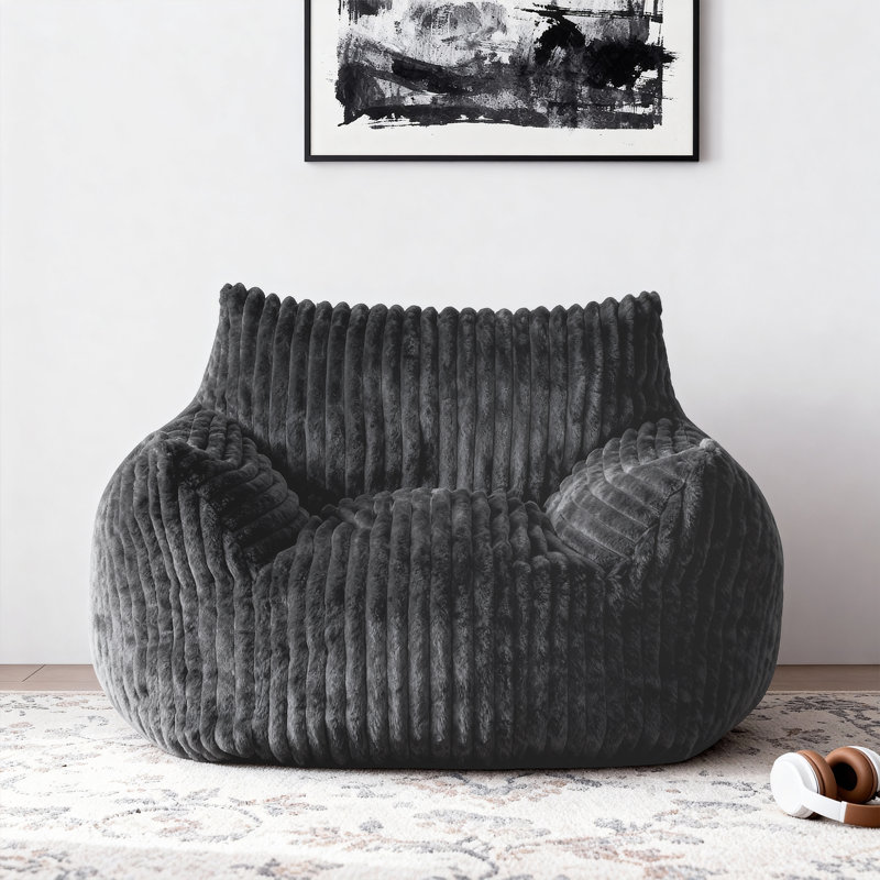 Big Bean Bag Chair for Adult-No Assembly Required, Gray Polyester