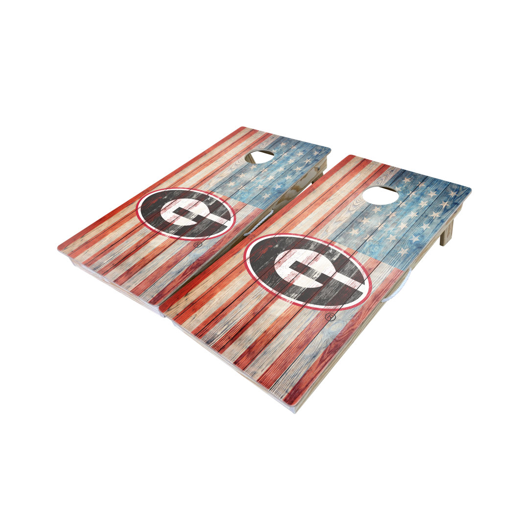 University of Georgia American Flag 10 Piece Cornhole Set West Georgia Cornhole