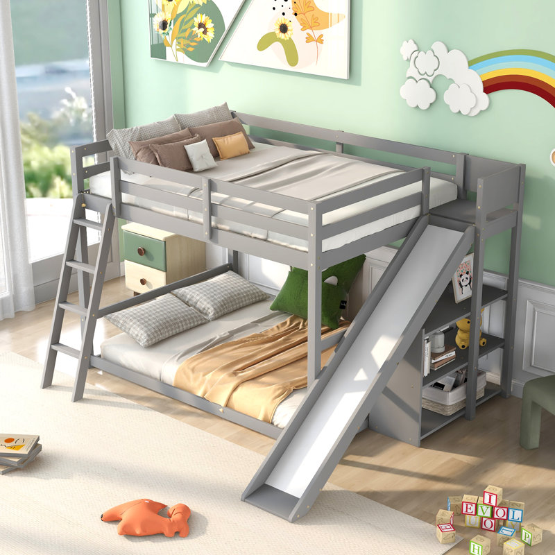 Ikeoluwa Kids Full Over Full Bunk Bed, Gray