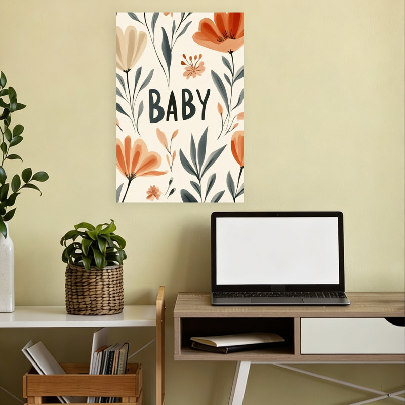 Blossom Welcome Modern Organic Whimsical Flower Landscape Wall Art Print by Treechild - Wrapped Canvas Print