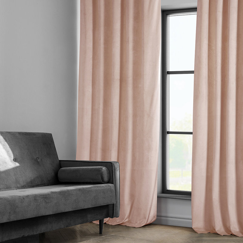 Matra Room Darkening Rod Pocket Single Curtain Panel, 50" W x 120" L, Light Pink