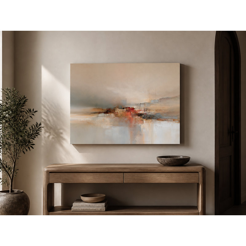 Paysage abstrait crème rouille enveloppé Ingwer, L 36 po x H 24 po x P 1,5 po