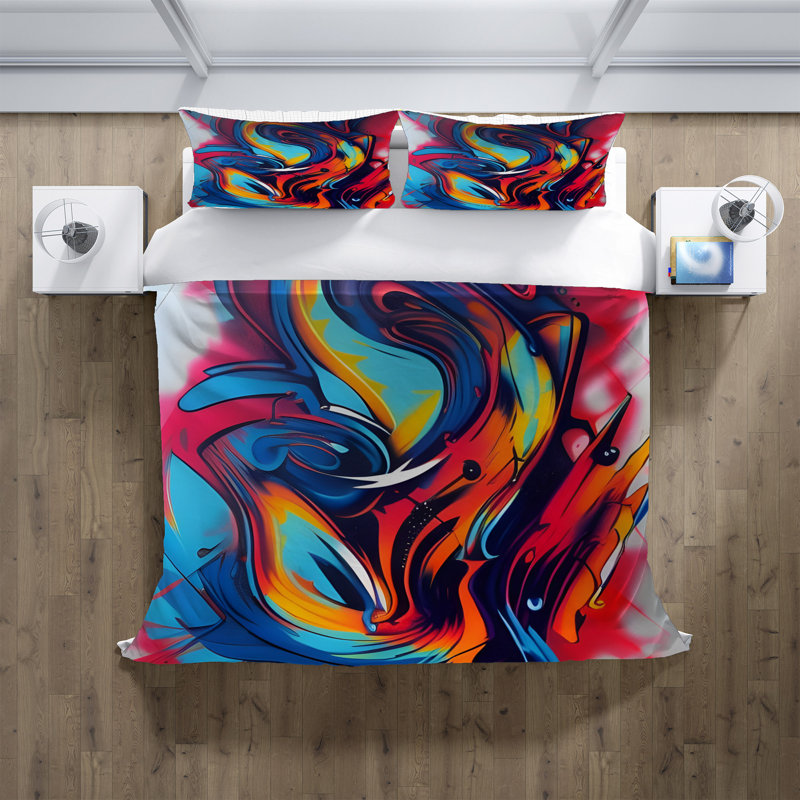 Duvet Cover, King Duvet Cover + 2 King Shams, Red/Blue