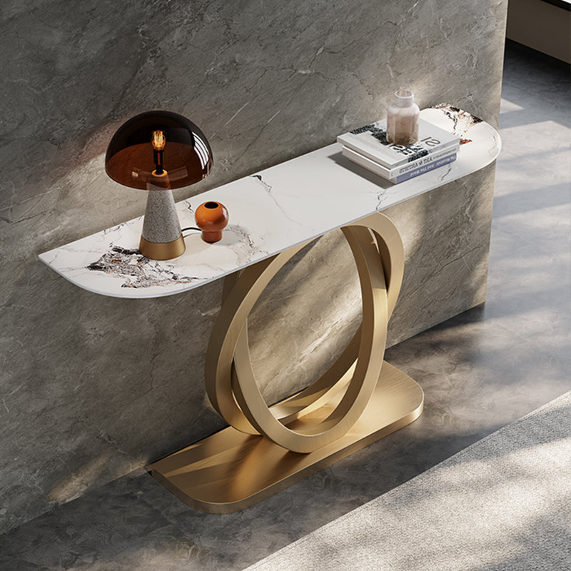 Console légère de luxe moderne, H 33,5 po x l 63 po x P 13,8 po, Doré