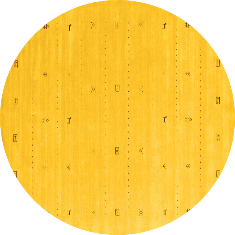 Tapis contemporains jaunes 662 lavables à la machine, Rond 8 pi