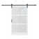 3-Lite Frosted Glass and Solid Manufactured Wood Sliding Barn Door with Installation Hardware Kit