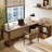 Light walnut L-Shaped Solid Wood desk-108954473